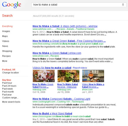 MarketingPortland.com Internet Marketing Article: Screenshot for *how to make a salad* MarketingPortland.com Internet Marketing Article: Screenshot for *how to make a salad*